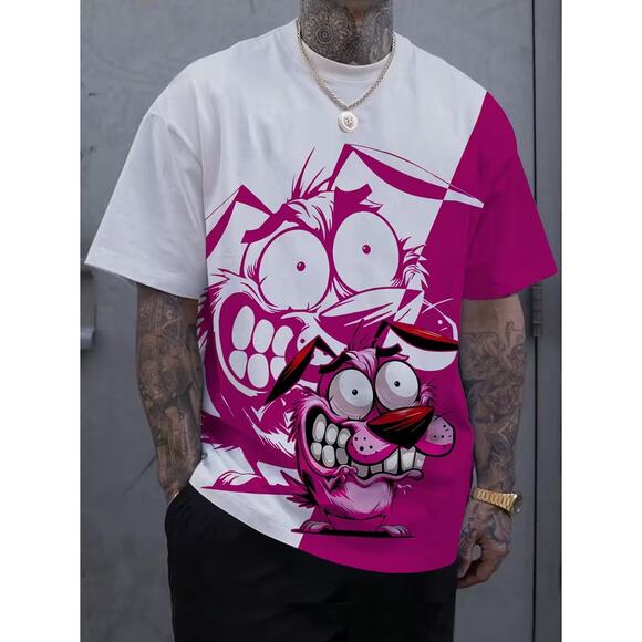 Courage the Cowardly Dog Pink/White Tee Shirt S, M, L, XL, XXL - Picture 1 of 6